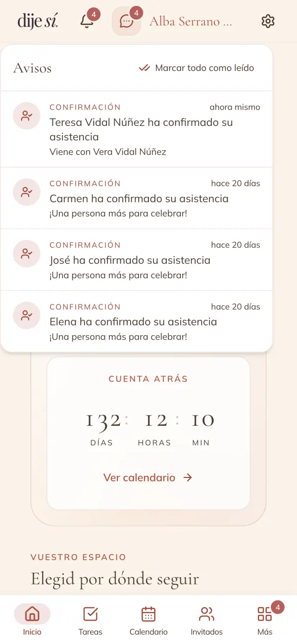 Campana de avisos con varias confirmaciones recientes