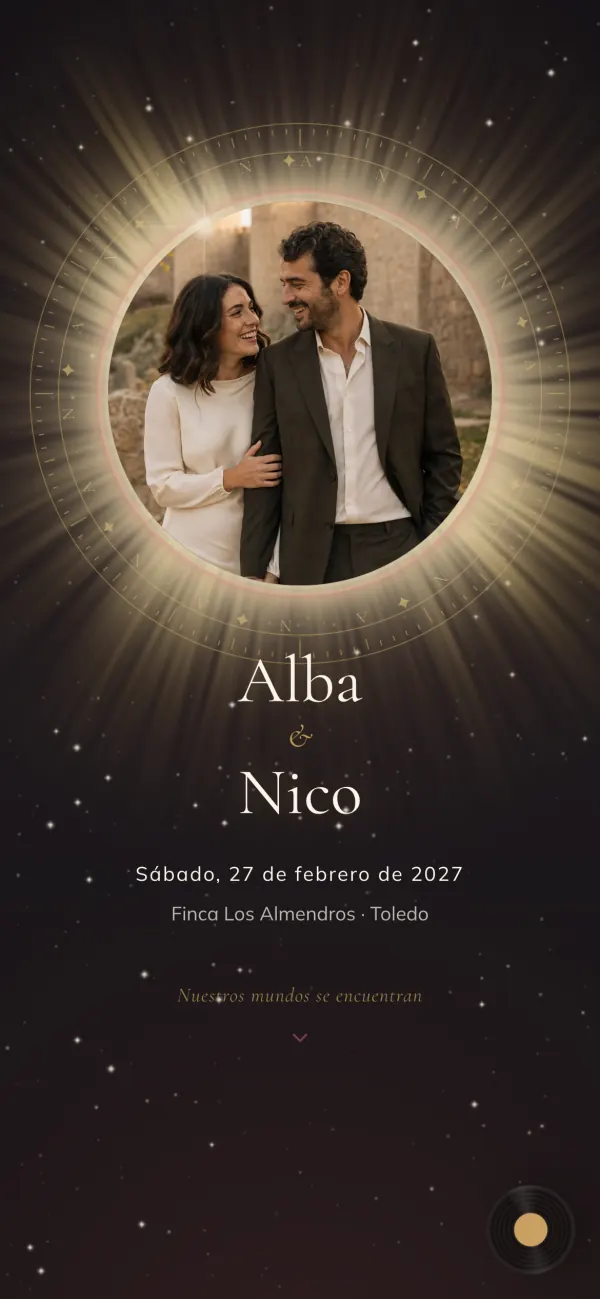 Invitación «Eclipse»: la foto dentro de un anillo de luz