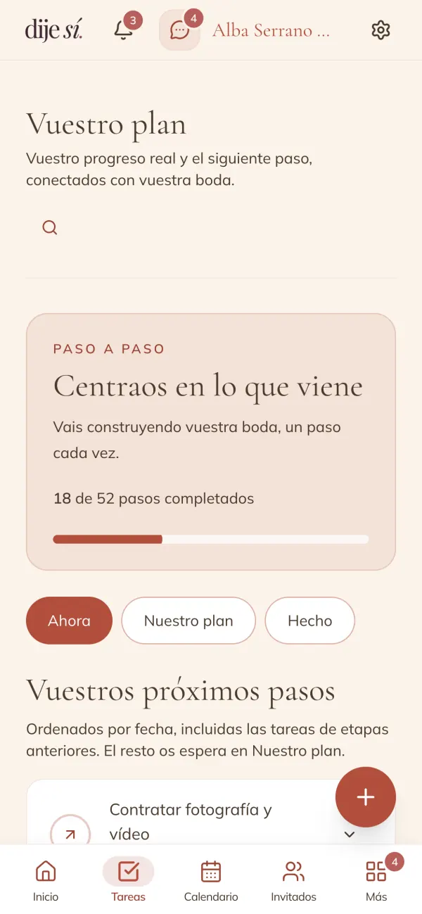 Vuestro plan: 18 de 52 pasos completados