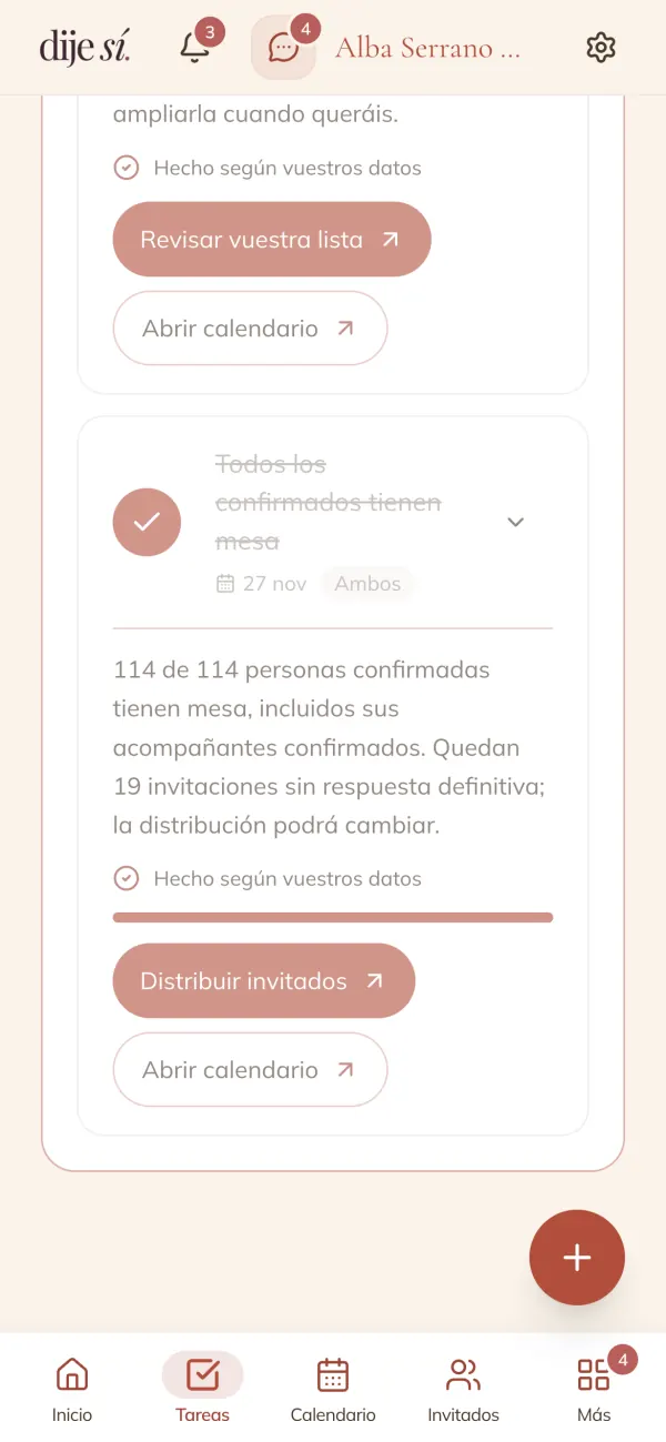 Tarea «Todos los confirmados tienen mesa» completada automáticamente