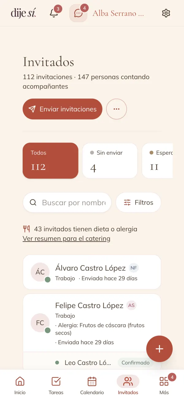 Invitados de la boda de ejemplo